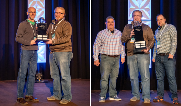 Keith Robinson, CEC's VP of Safety, presents the 2019 Safety Excellence Awards to CEC Monroeville (left, with Office Lead, Dave Olson, accepting the award) and CEC Nashville (right, with Office Lead, Jeff Duke, and Project Manager I, Philip Campbell, accepting the award)